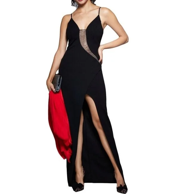 women's retro dressesEmerald Sundae Women's Rhinestone Fitted Bodycon Dress Black Size X-Small