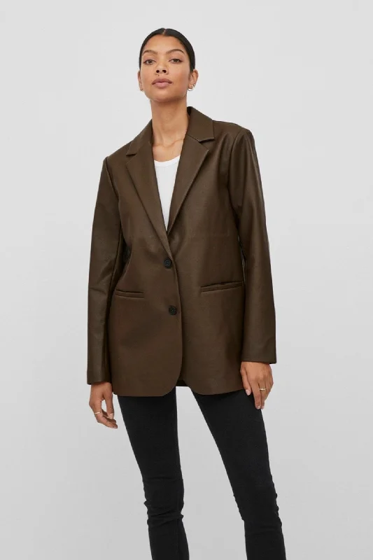 Maya Coated Blazer - Demitasse