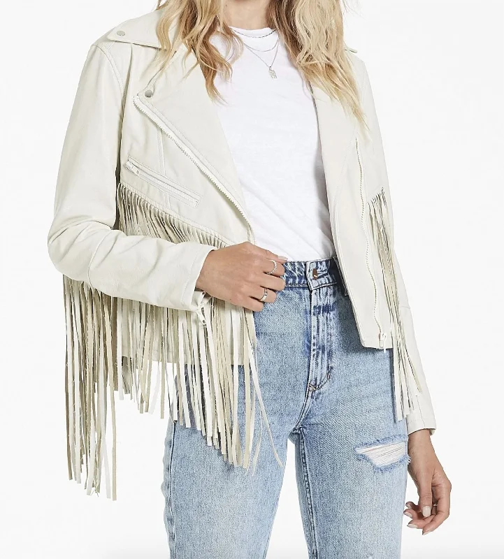 women's coats for fashion-forward individualsTalin Fringed Jacket In Beige