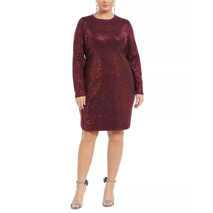 Casual Chic DressB Darlin Women's Trendy Plus Size Sequined Bodycon Dress Wine Size Square 18