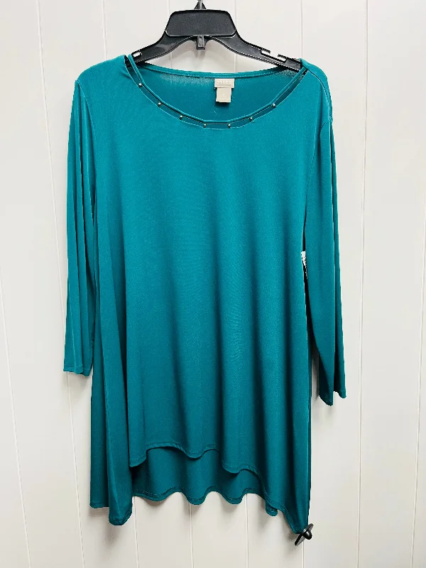 women's tops for those who want to add a touch of elegance and sophistication to their everyday wearTop Long Sleeve By Chicos In Green, Size: L