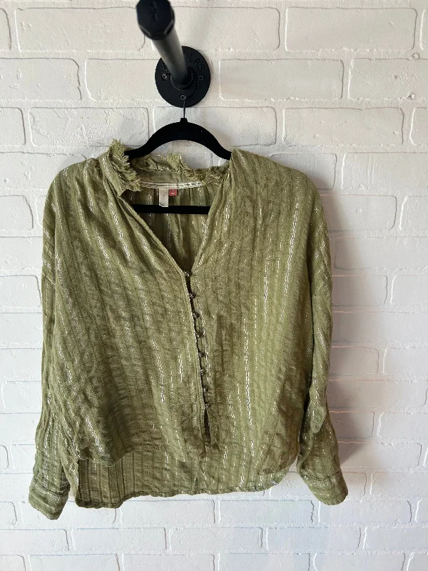 women's tops for those who want to elevate their everyday wear with chic and elegant piecesTop Long Sleeve By Pilcro In Green, Size: S