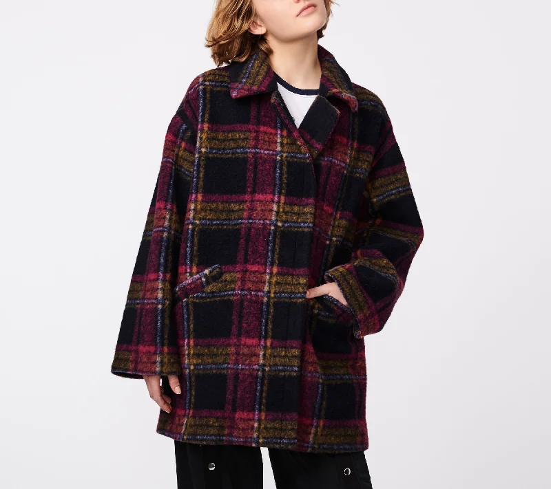 women's coats with floral printsPlaid Wool coat