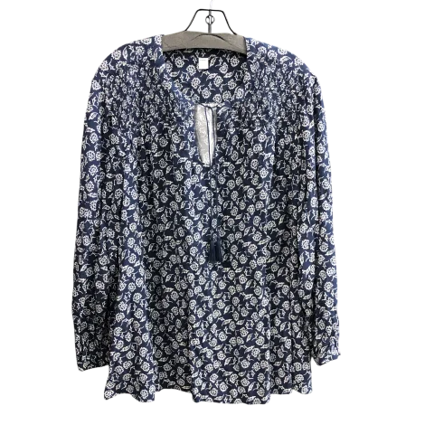 long-sleeved women's topsTop Long Sleeve By Old Navy In Blue & White, Size: 2x