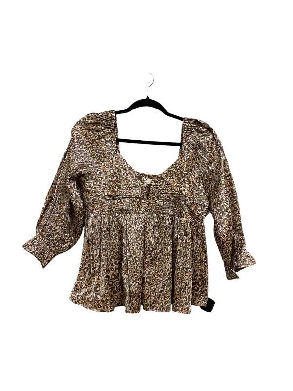 women's tops for those who love to mix and match prints and patternsTop Long Sleeve By Entro In Animal Print, Size: L