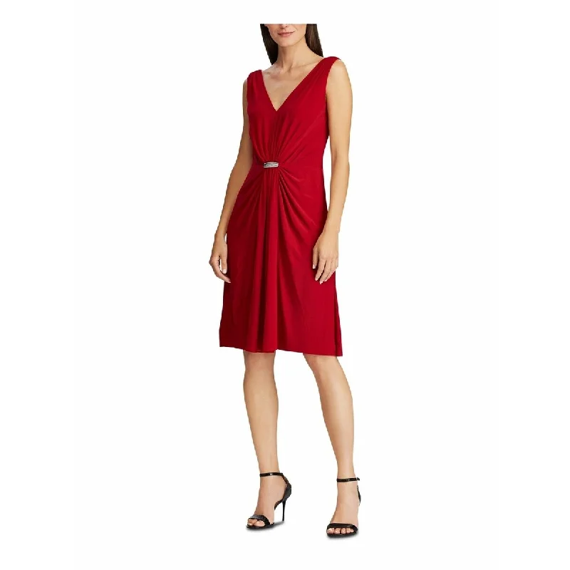 Scoop-Neck DressRalph Lauren Women's Embellished Sheath Evening Dress Red Size 8