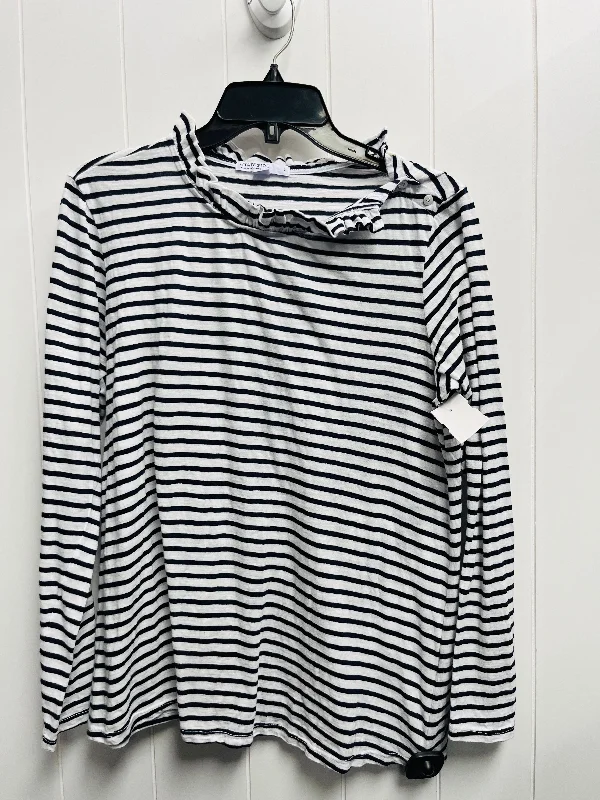 women's tops with bell sleevesTop Long Sleeve By Clothes Mentor In Blue & White, Size: L