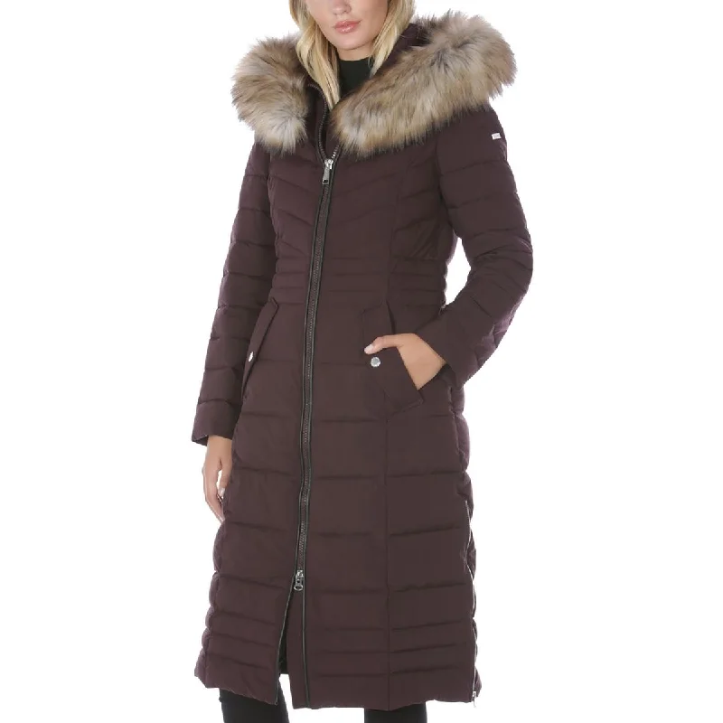 women's coats for those who love to experiment with fashionWomens Faux Fur Trim Hooded Puffer Jacket