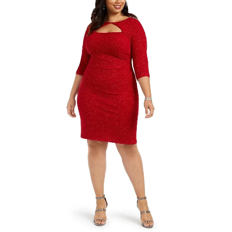 women's glam dressesAlex Evenings Women's Plus Size Cutout Sheath Dress Red Size 20