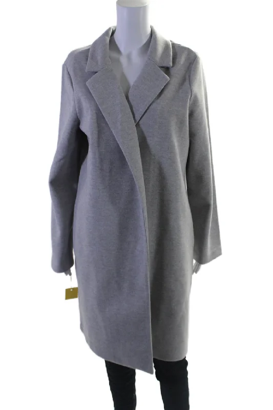 women's coats with zippersRenuar Womens Classic Lapel Open Front Long Sleeves Coat Heather Gray