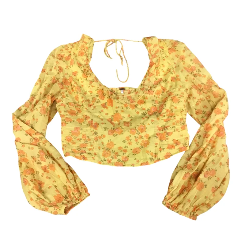 women's tops for glamorous eveningsTop Long Sleeve By Free People In Orange & Yellow, Size: L