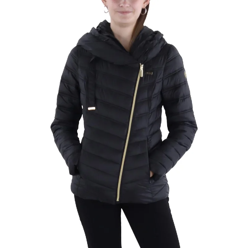 casual women's coatsWomens Asymmetric Short Puffer Jacket