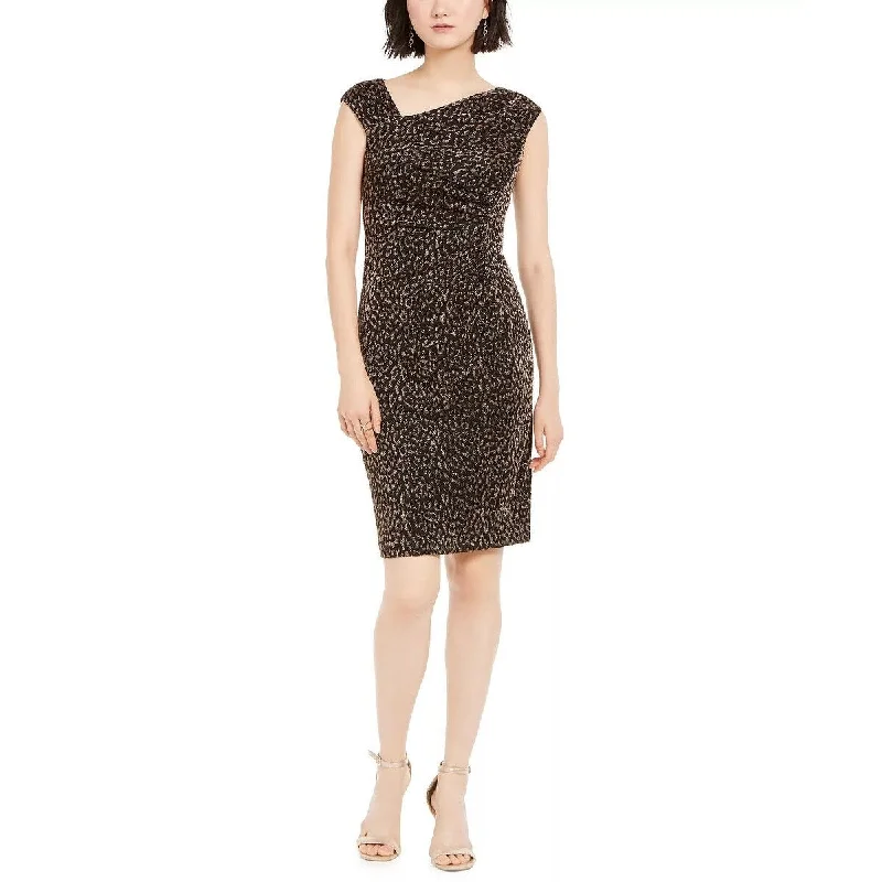 women's travel dressesVince Camuto Women's Metallic Animal-Print Bodycon Dress Black Size 16