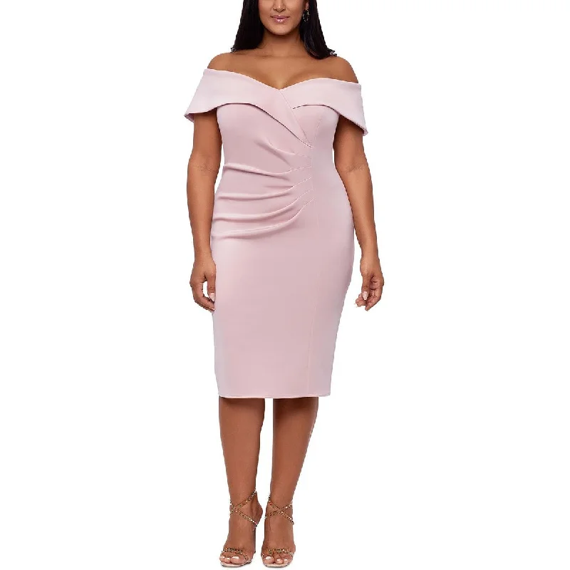 women's plus-size dressesX by Xscape Womens Plus Sweetheart Neck Midi Cocktail and Party Dress