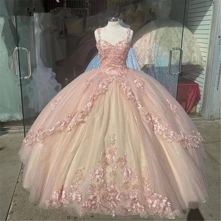 Cut-Out DressPink/purple/green sweet lace applique long tulle quinceanera dress prom dress evening dress gh909