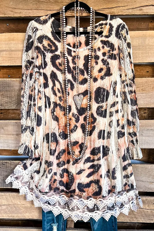 women's tops for picnics in the parkAHB EXCLUSIVE: Laughing Now Layered Tunic - Beige/Leopard