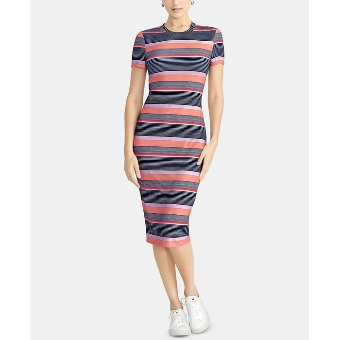 Laced DressRachel Roy Women's Striped T-Shirt Bodycon Dress Blue Size X-Large