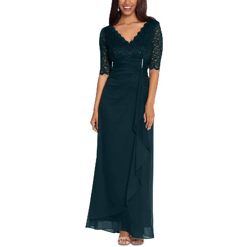 Ribbon DressB&A by Betsy and Adam Womens Lace Evening Dress