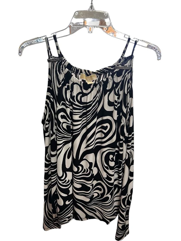 women's tops with sheer overlaysTop Long Sleeve Designer By Michael By Michael Kors In Black & White, Size: L