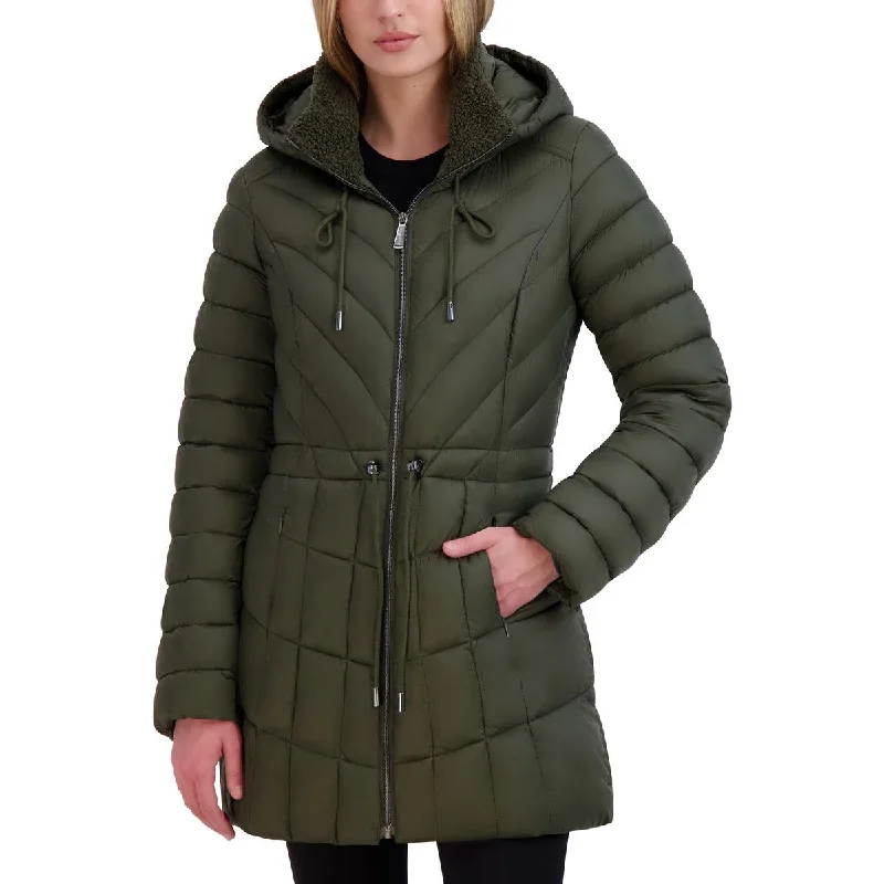 affordable women's coatsWomens Faux Fur Hooded Puffer Jacket