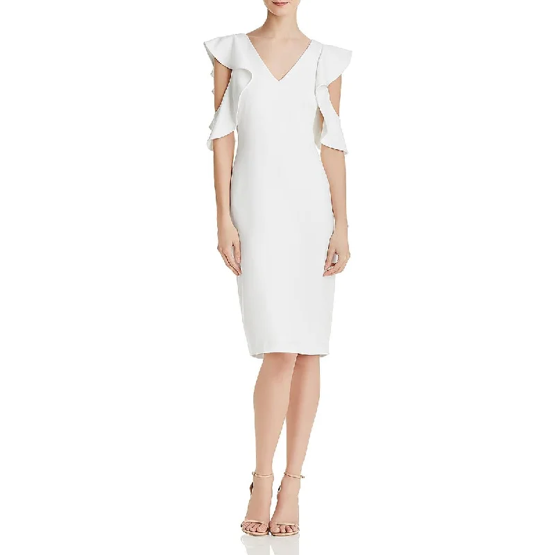 women's high-end dressesLaundry by Shelli Segal Womens Ruffled Midi Cocktail and Party Dress