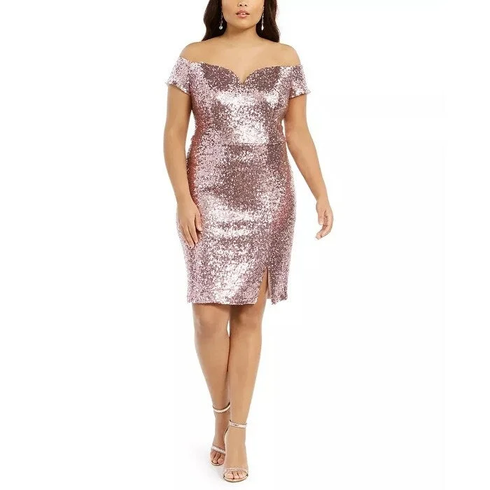 Party DressB Darlin Women's Trendy Sequined Bodycon Dress Pink Size 14