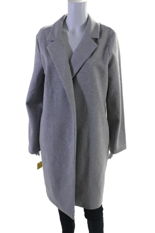 women's coats for hourglass figuresRenuar Womens Classic Lapel Open Front Long Sleeves Coat Heather Gray