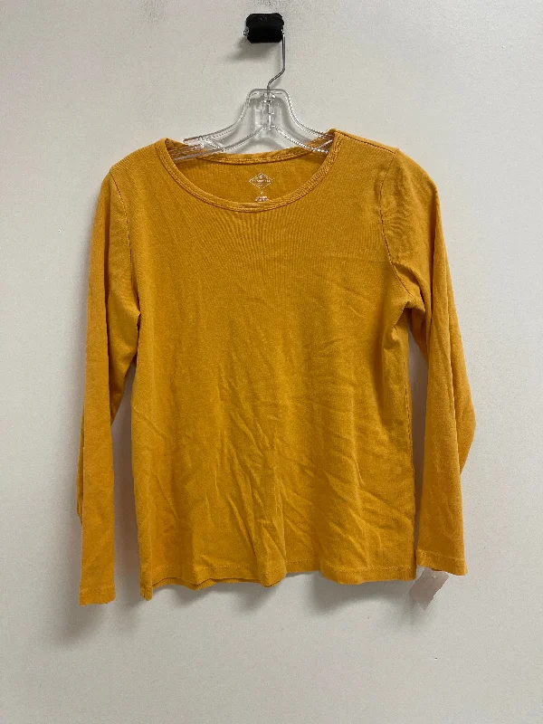 women's tops with bell sleevesTop Long Sleeve Basic By St Johns Bay In Yellow, Size: M