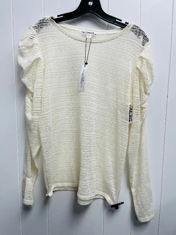 women's tops for cozy nights inTop Long Sleeve By Express In Cream, Size: L