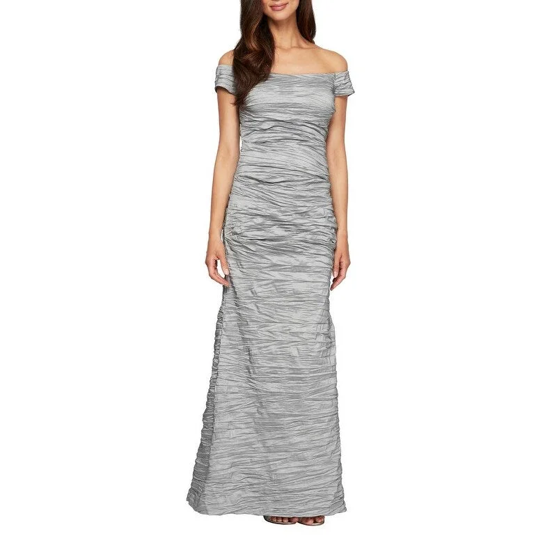 Cut-Out DressAlex Evenings Women's Taffeta Mermaid Gown Grey Size 6