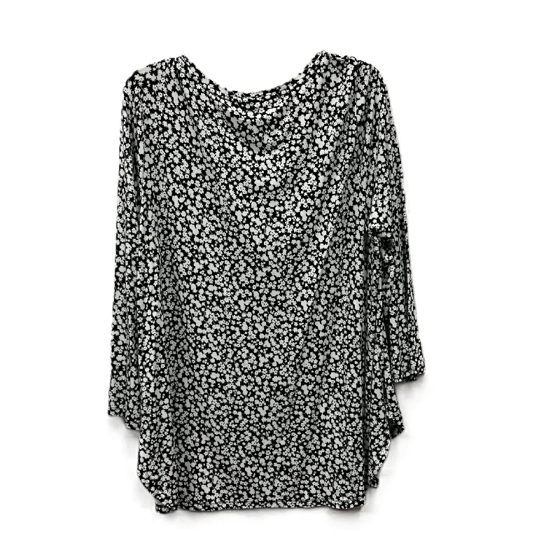 women's tops for those who want to stay on top of the latest fashion trends and wear pieces that are both stylish and on-trendTop Long Sleeve By Old Navy In Black & White, Size: 1x