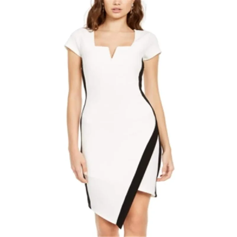 women's plus-size dressesAlmost Famous Junior's Notch Neck Bodycon Dress White Size S