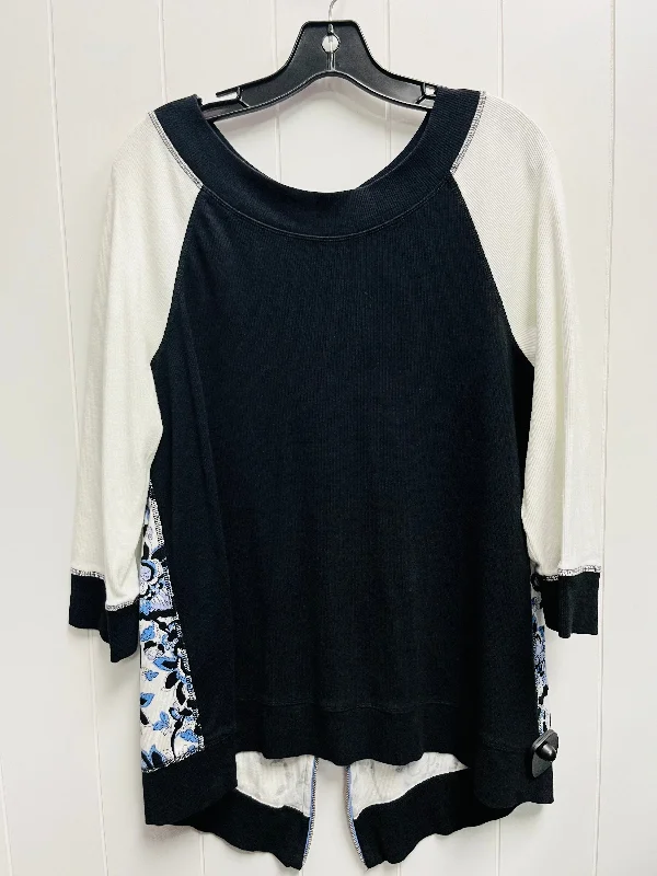 off-the-shoulder women's topsTop Long Sleeve By Chicos In Black & Blue, Size: L