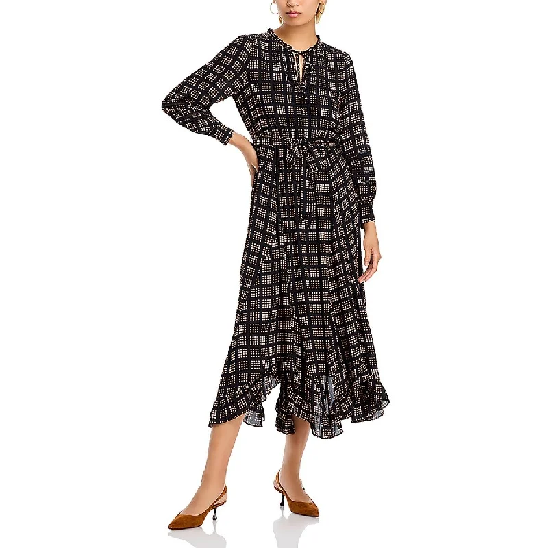 women's casual Friday dressesT Tahari Womens V Neck Printed Midi Dress