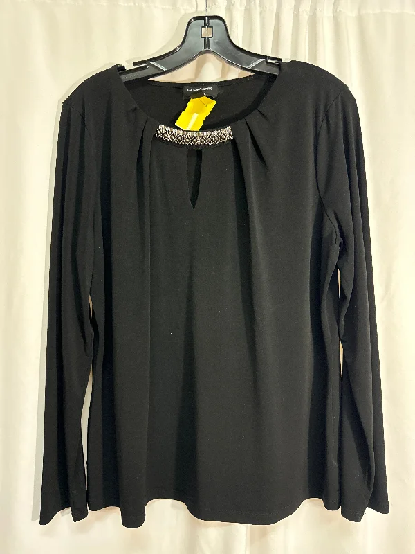 women's tops with asymmetrical designsTop Long Sleeve By Liz Claiborne In Black, Size: Xl