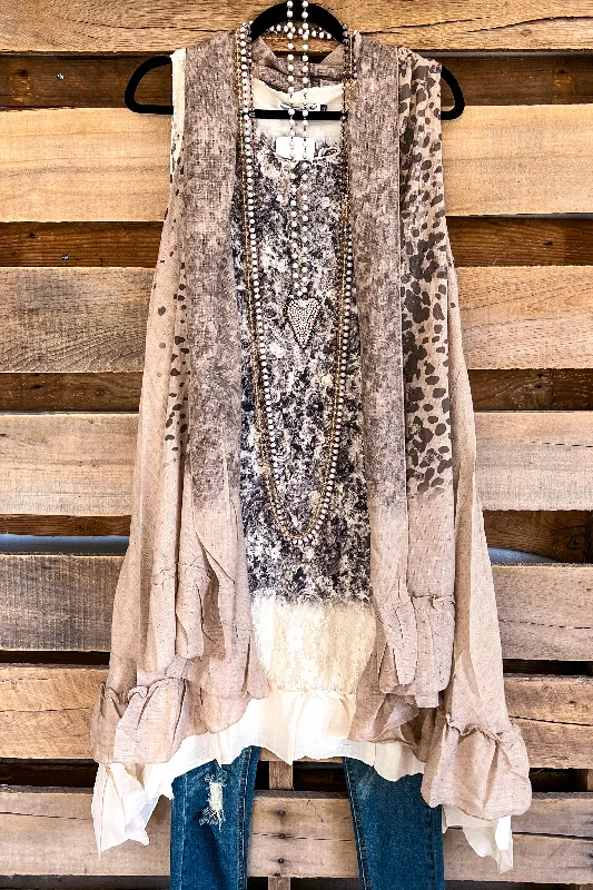 women's tops for those who appreciate subtle and muted tonesAHB EXCLUSIVE: Counting the Stars Vest - Taupe/Rose Leo