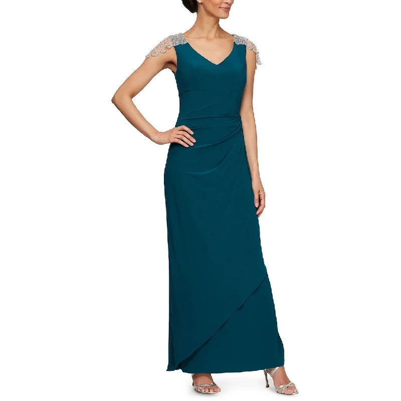 women's off-the-shoulder dressesAlex Evenings Women's V Neck Gown Green Size 12P