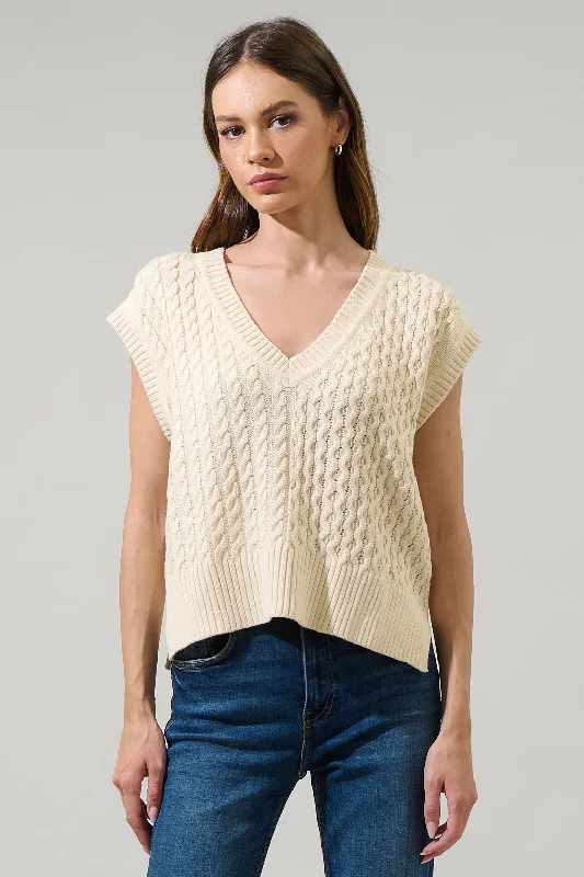 women's tops with geometric patternsTacey V-Neck Sweater Vest Top