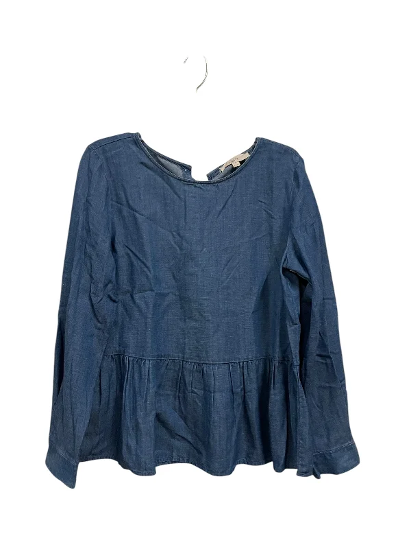 breathable women's tops for summerTop Long Sleeve Basic By Loft In Blue Denim, Size: M