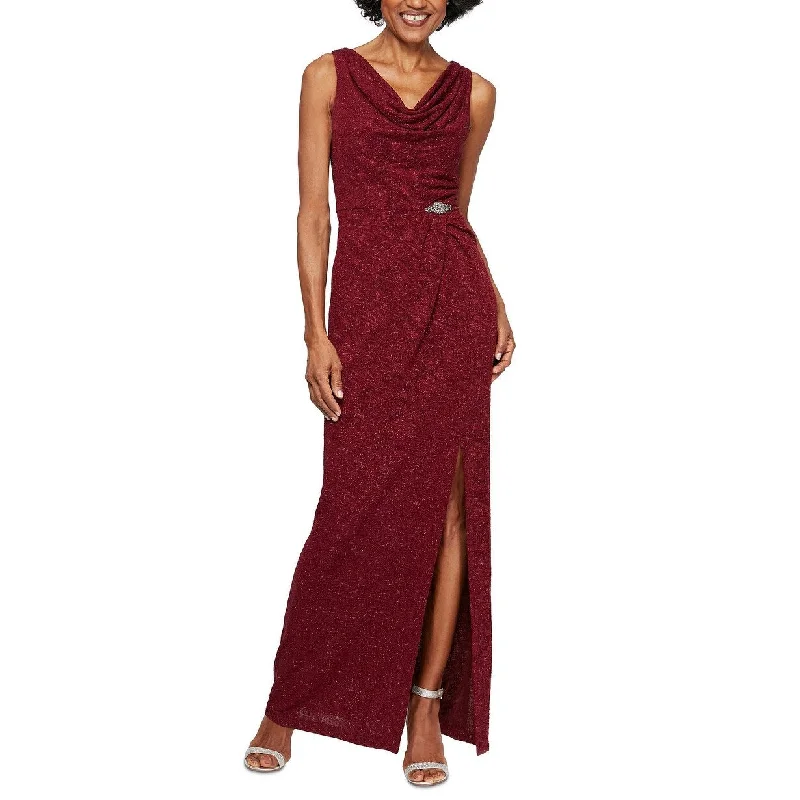 women's bridesmaid dressesAlex Evenings Women's Petite Jacquard Column Gown Red Size 6