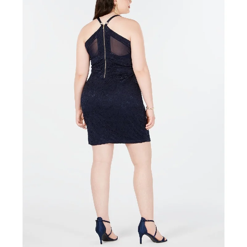 Scoop-Neck DressEmerald Sundae Women's Lace Racerback Bodycon Dress Blue Size 3X