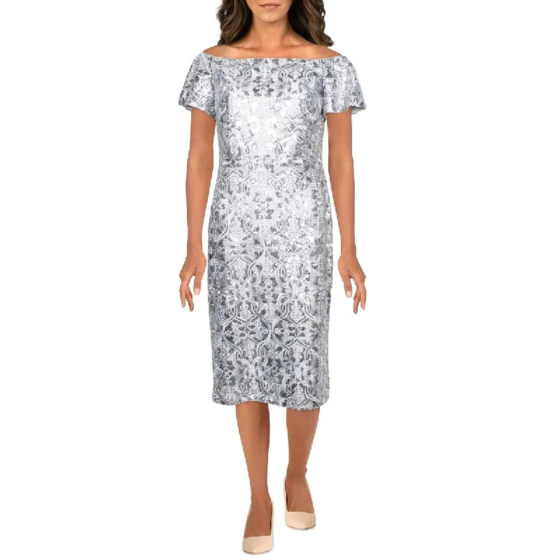 women's made-to-order dressesLauren Ralph Lauren Womens Sequined Midi Cocktail and Party Dress