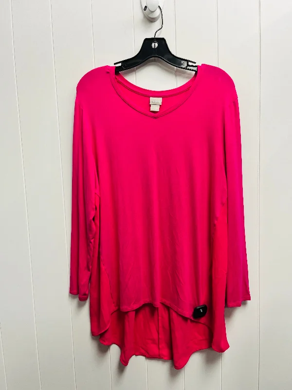 women's tops for vintage fashion enthusiastsTop Long Sleeve Basic By Chicos In Pink, Size: L