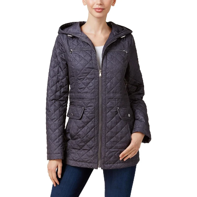 women's coats with thigh-high slitsWomens Hooded Short Quilted Coat