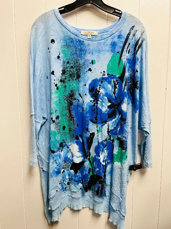 women's tops for those who want to stay on top of the latest fashion trends and wear pieces that are both stylish and on-trendTop Long Sleeve By Jess And Jane In Blue & Green, Size: L