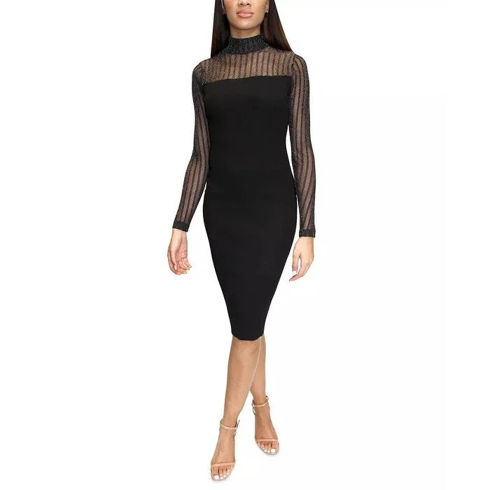 women's formal dressesAlmost Famous Junior's Metallic Rib Sweater Bodycon Dress Black Size S - Small