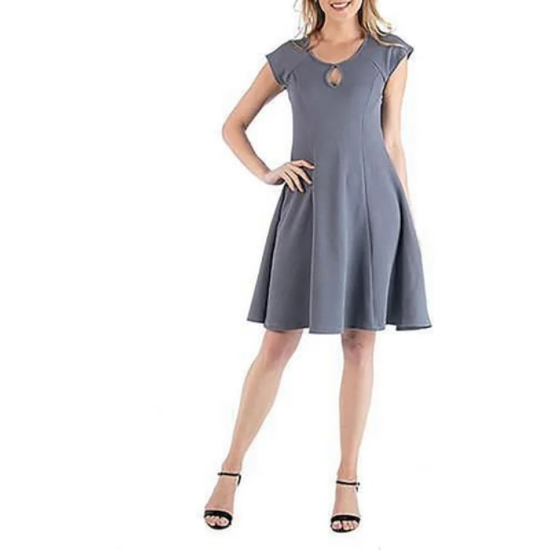 Flowy Dress24seven Comfort Apparel Womens Plus Textured Knee Length Midi Dress