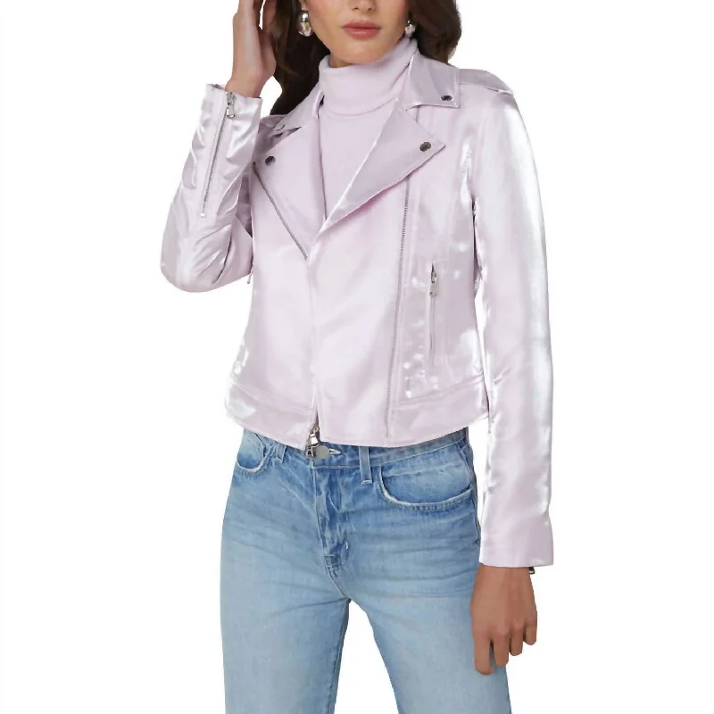 women's coats with velvet finishesBiker Jacket In Lilac Snow