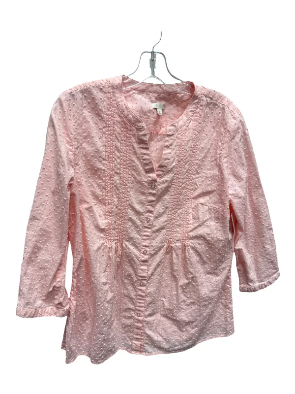 women's tops for those who appreciate subtle and muted tonesTop Long Sleeve By Talbots In Pink, Size: M