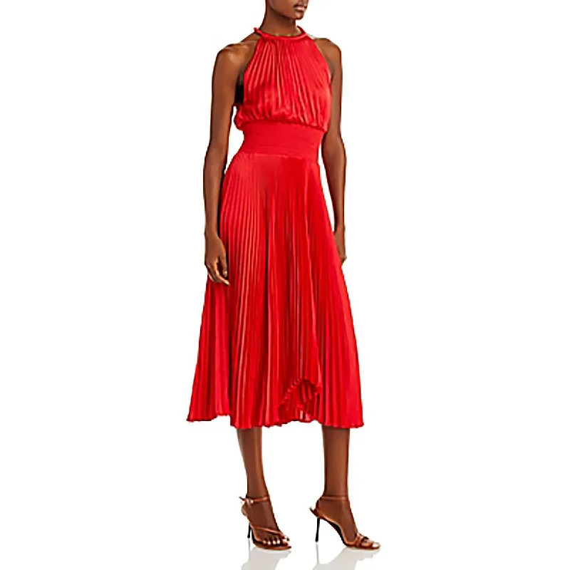 Cocktail DressA.L.C. Womens Renzo II Shutter Pleat Midi Halter Dress